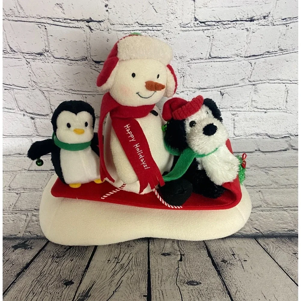 Hallmark Jingle Pals Snow What Fun Sledder Penguin Dog Snowman Animated